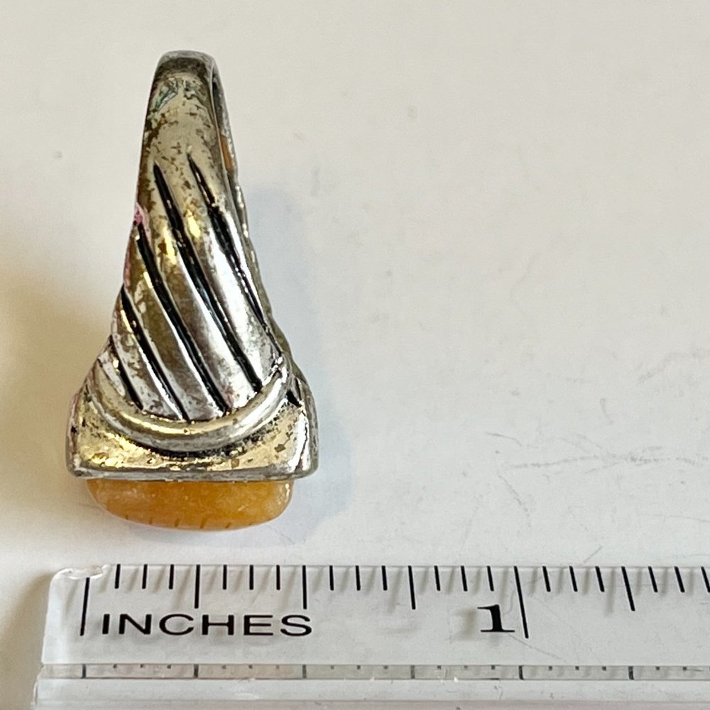 Vintage Silver Beige Natural Stone Cable Ring Size 10 Mens Womens Plated - Picture 9 of 10